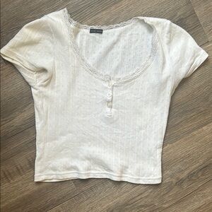 White Lace Trimmed Women's Crop Top